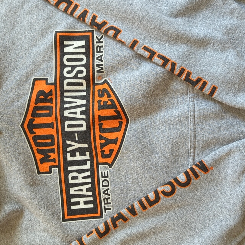 Harley-Davidson Gray and Orange Men's Hoodie Size Medium - Picture 2 of 8
